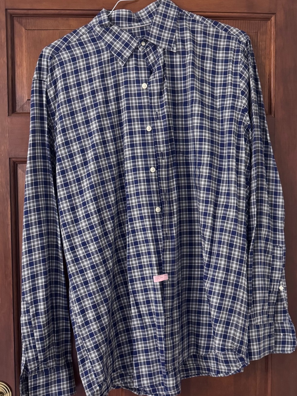 Peter Millar Navy and White Plaid Button-Down Shirt